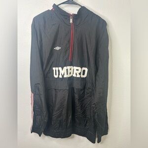 Vtg Umbro Windbreaker Half Zip Pullover With Zip In Hood Size XL